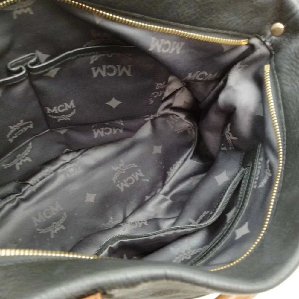 MCM Black and Tan Leather Satchel/ crossbody Bag MCM Shoulder Bag Black PVC